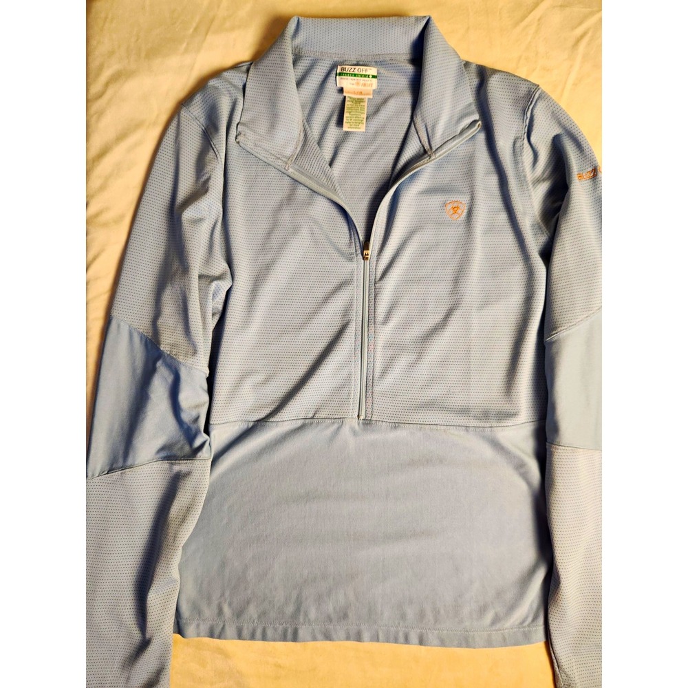 Ariat Buzz Off Insect Shield Light Blue Long Sleeve Performance Zip Pullover